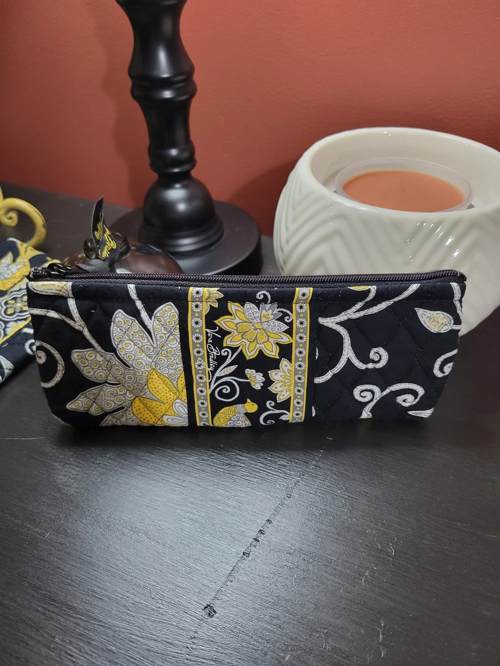 Vera Bradley Yellow Bird cosmetic, Wristlet, and Brush and pencil case trio